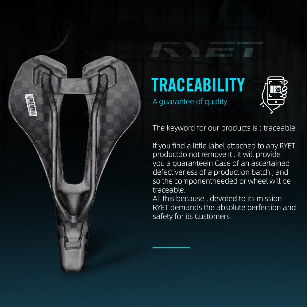 RYET Ultralight Carbon Bike Saddle 240x143mm 3D Printed Rail for Road MTB Gravel