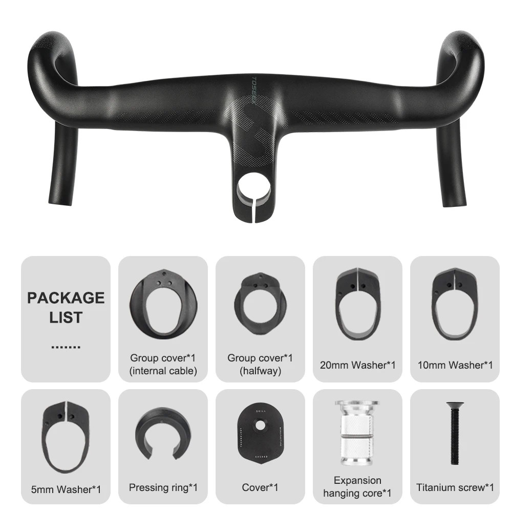 Carbon Road Bicycle Handlebars Integrated Full Internal Routing Di2 Drop Bar