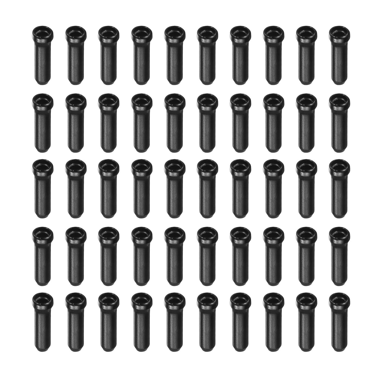 50 Pcs Bike Cable End Caps Set Aluminum Alloy 2mm Black Repair Accessories