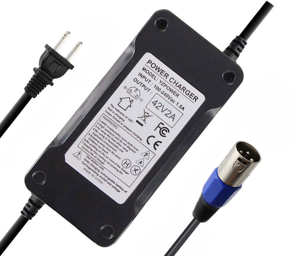 42V charger microphone XLR for 36V Lithium Li-ion electric bicycle ebike battery