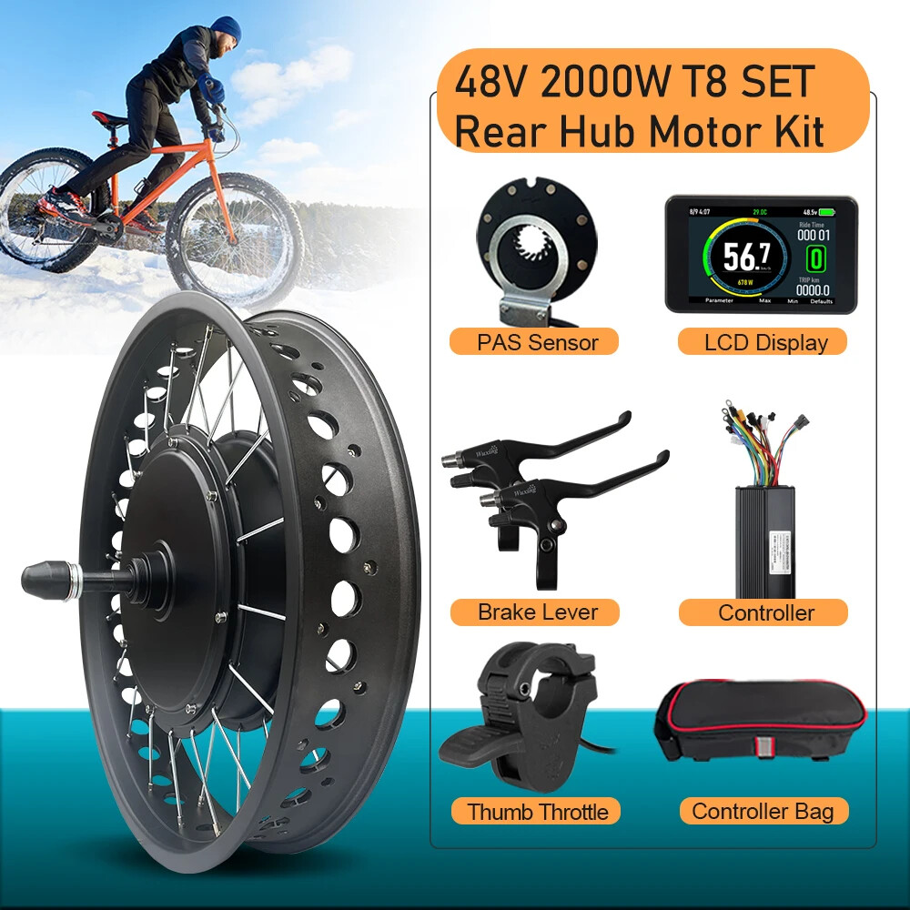 48V 2000W 20/24/26inch Snow E-bike Fat Brushless Gearless Rear Rotate Hub Motor