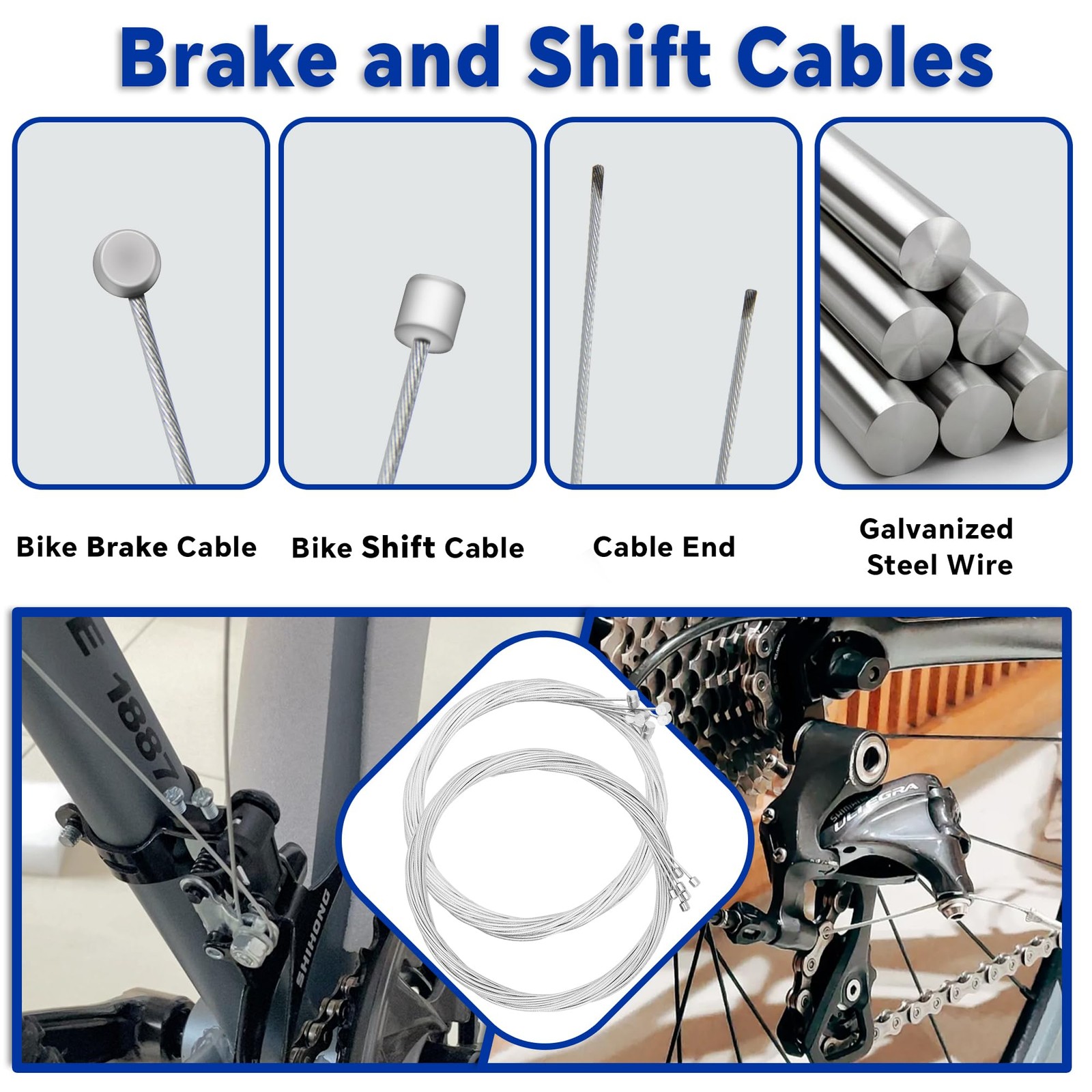 103pcs Universal Bike Brake Shift Cable Housing Stainless Steel Cutter End Caps