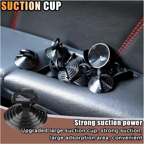 24PCS PVC Sunshade Suction Cups, Windshield Shade Pull Ring Hooks Color: Black