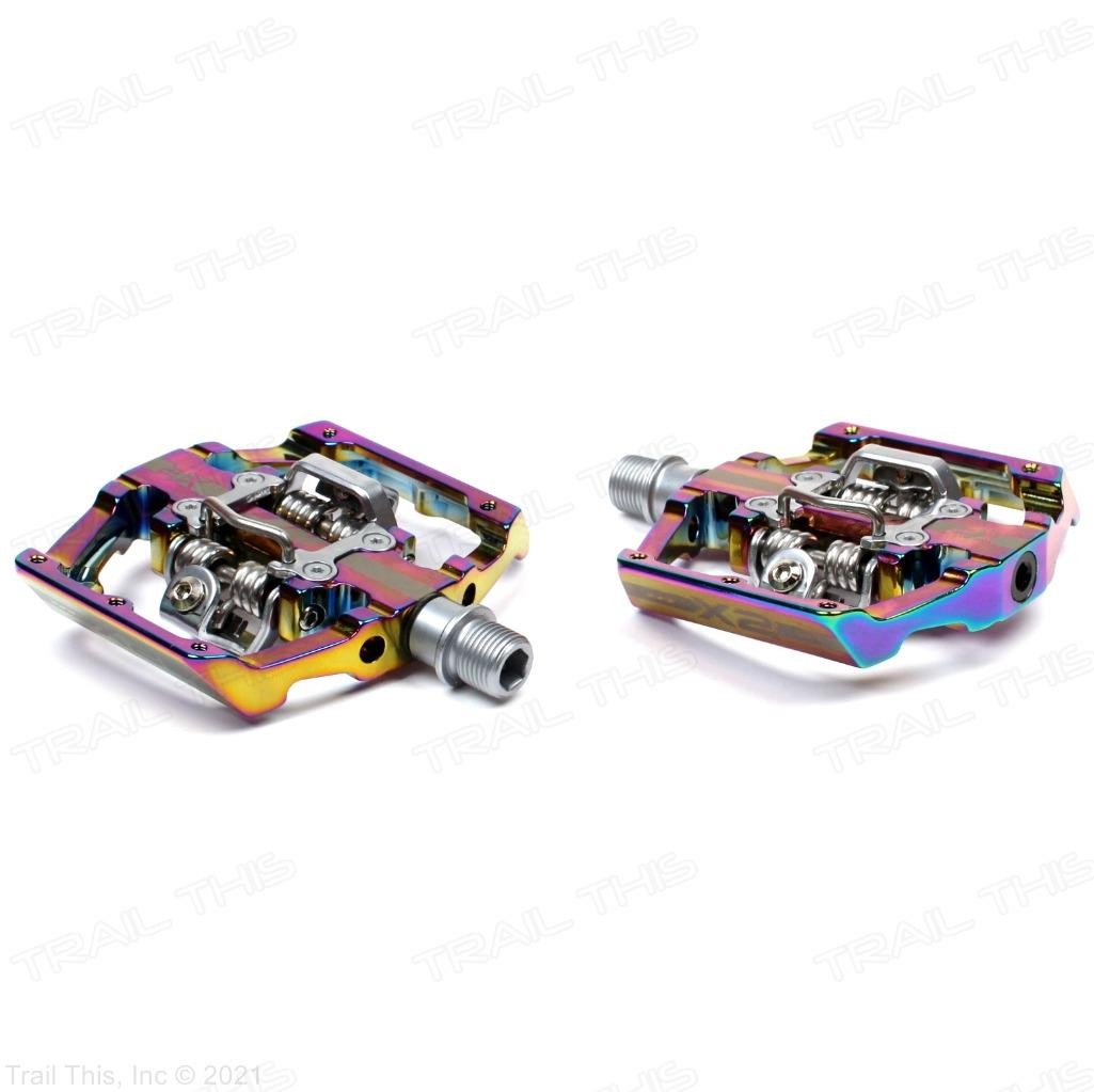 HT Components X2-SX Pedals Oil Slick BMX Style Clipless Bicycle Platform CrMo