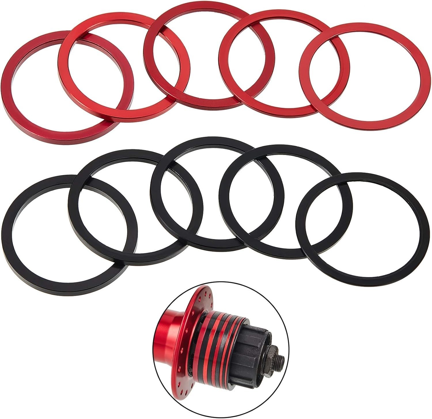 10pc Bike Cassette Spacer Washer Set 1-3mm Anodized Alloy 7 8 9 10 11 Speed Free