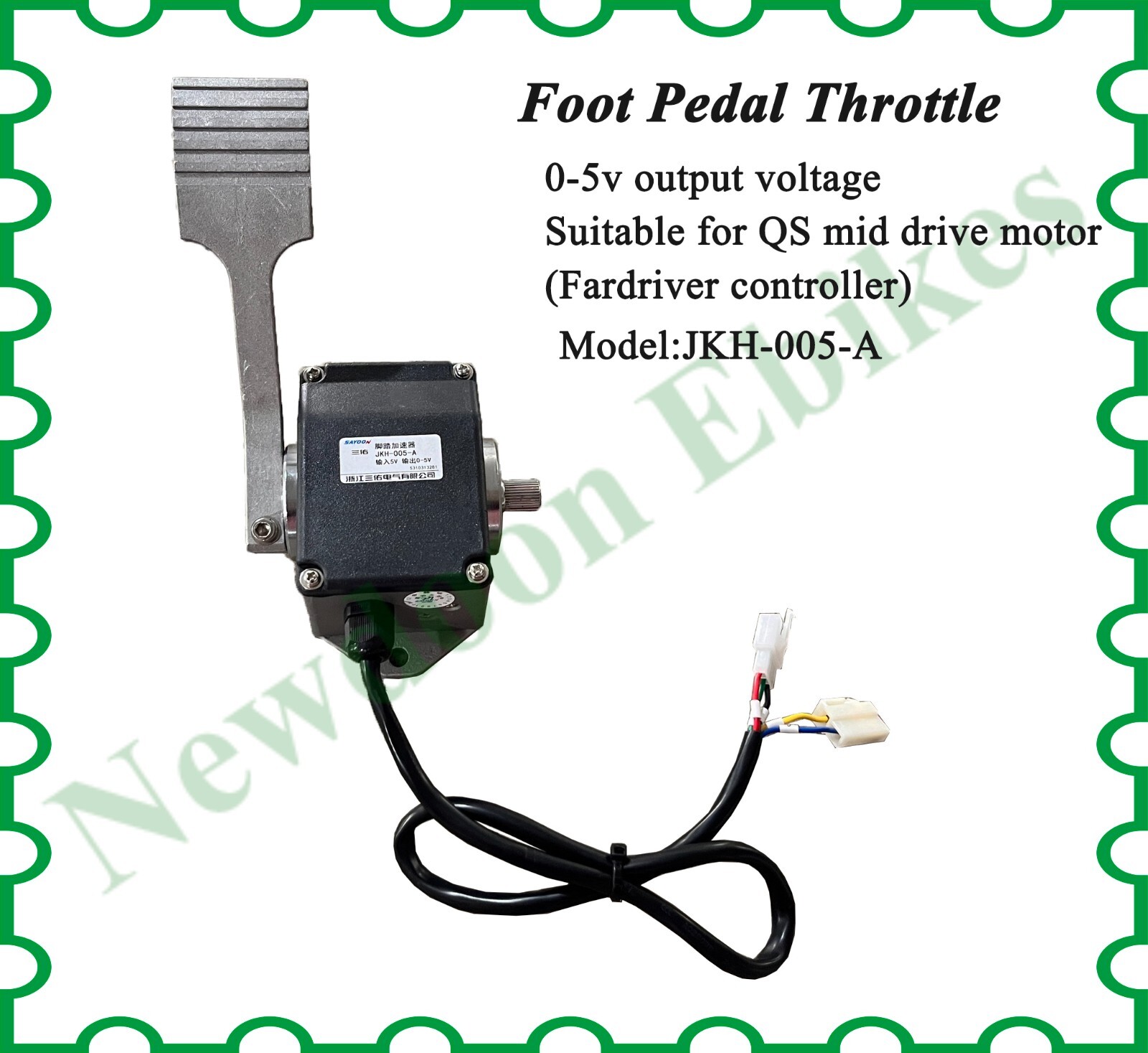 NBPOWER 0-5V Electric bike Throttle Foot Pedal JKH-005-A for QS Mid Drive Motor.