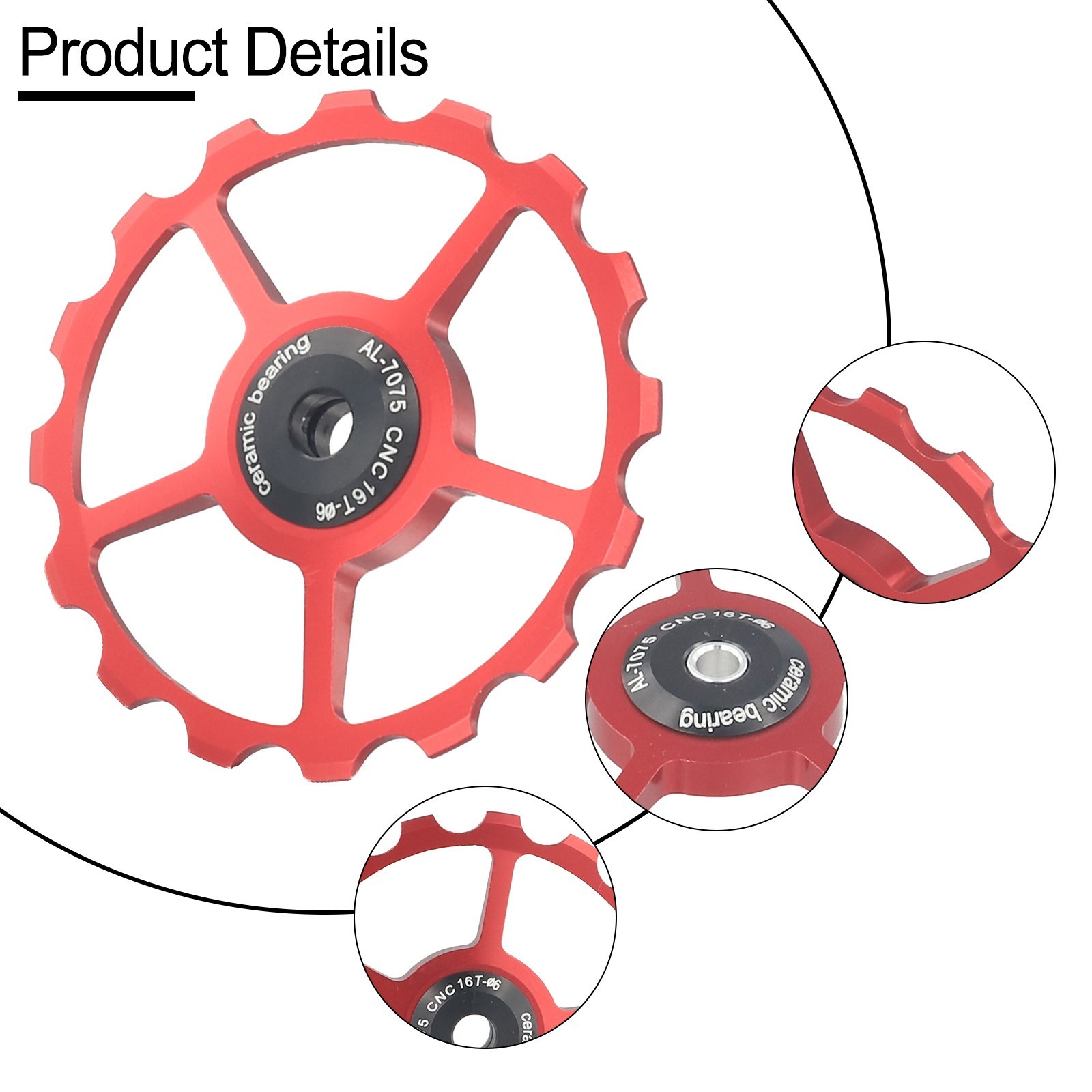 Pratical Rear Derailleur Pulley Aluminum Alloy Ceramics Sealed Steel Bearing