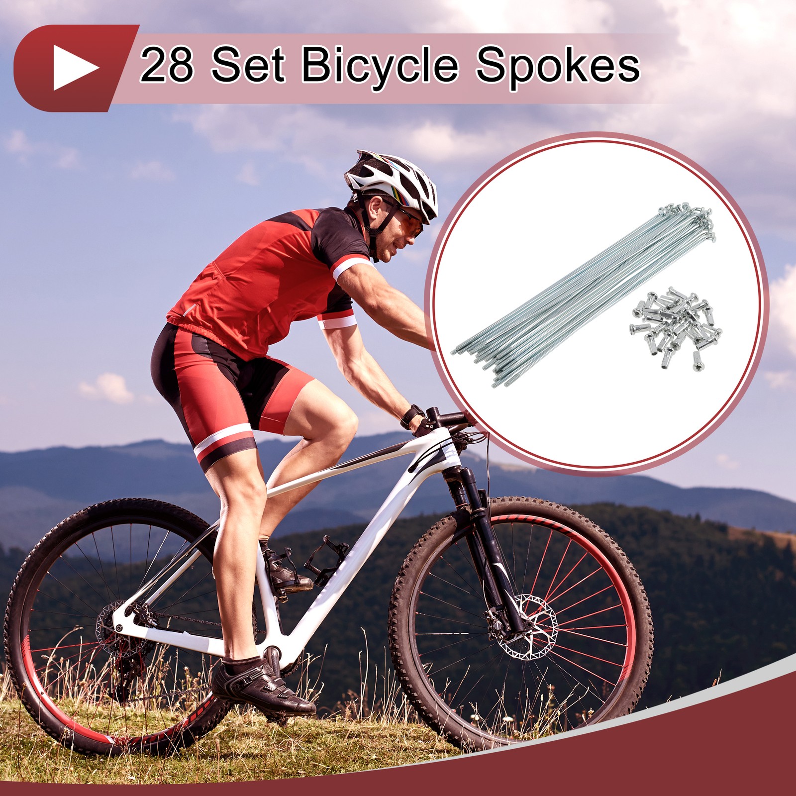 12G Bicycle Spoke 185 mm Bike Wheel Spoke Carbon Steel Galvanized Silver Tone