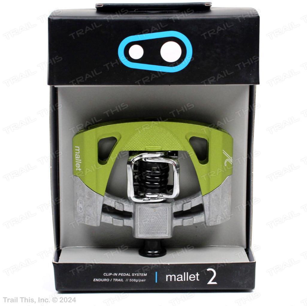 Crankbrothers Mallet 2 Clipless Platform MTB Bike Pedals – Raw Silver Lime Green