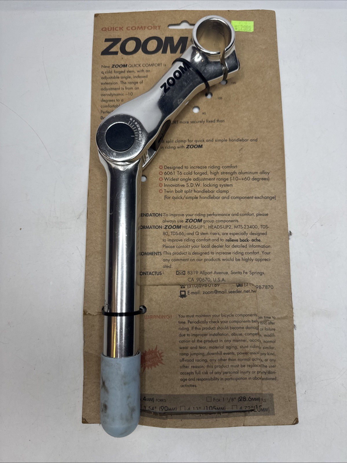 Zoom Quick Comfort Adjustable 120mm Extension 180 Length 80-150 Deg #u3