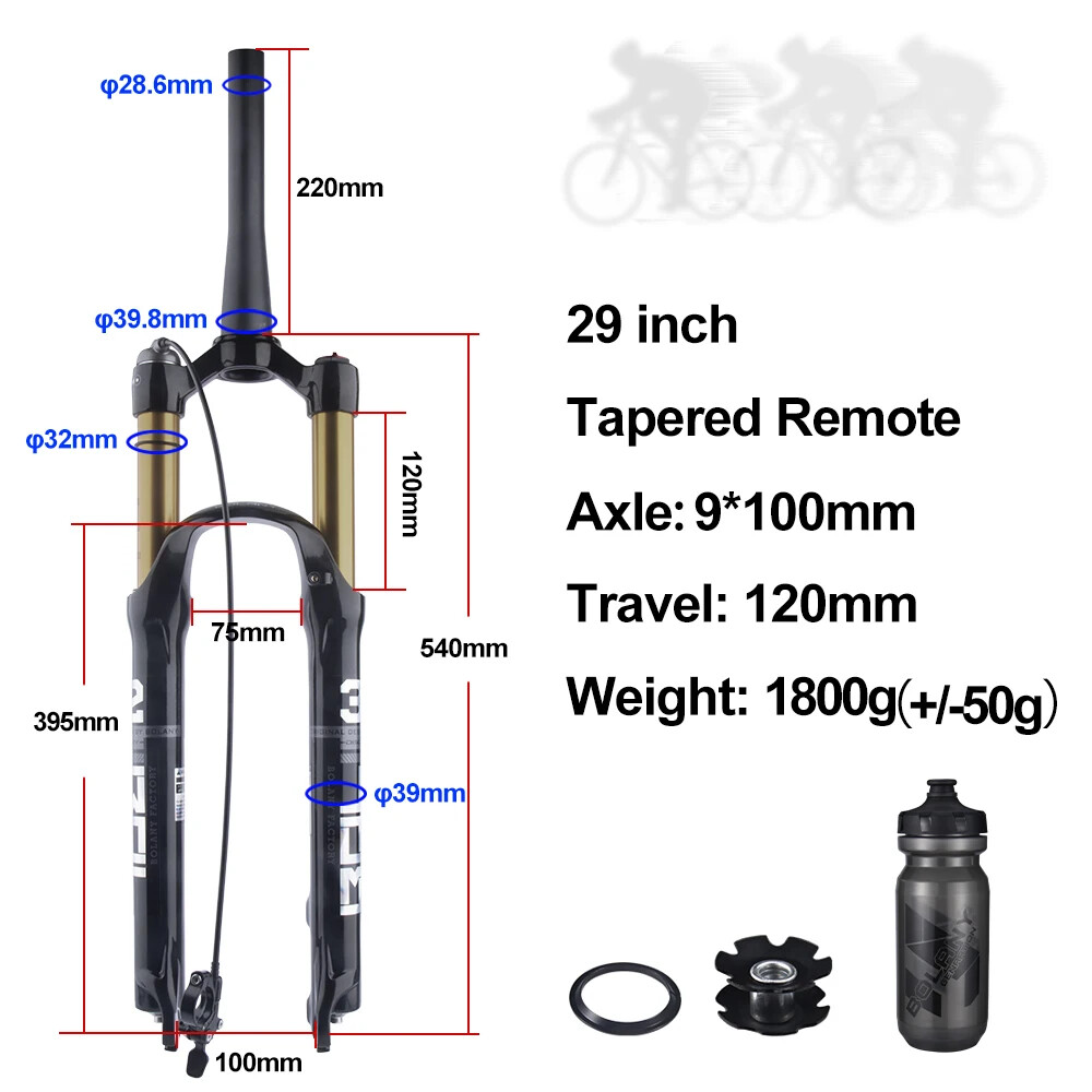 26/27.5/29Inch Mountain Bike Air Supension Frok 120mm Air and Oil Remote QR Fork
