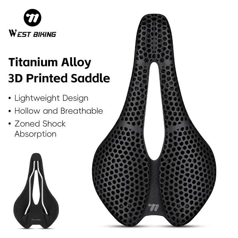 WEST BIKING 3D Printed Bicycle Saddle Hollow Titanium Seat Bow Bike Saddle