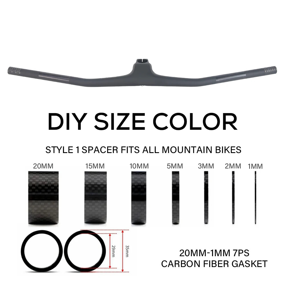 Carbon Fiber MTB Bicycle Integrated Handlebars 720/740mm Stem Angle -20°