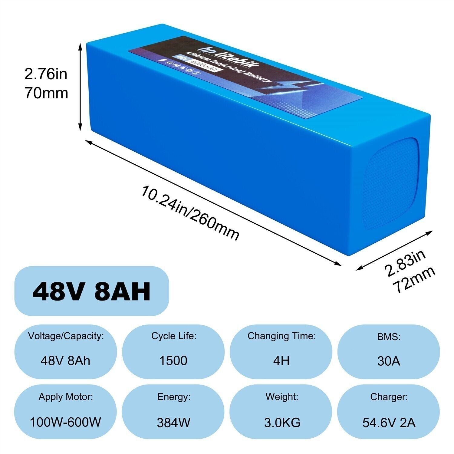 48v Lithium Ebike Battery Pack for 200W-2400W Electric Bike Scooter 30A/40A BMS