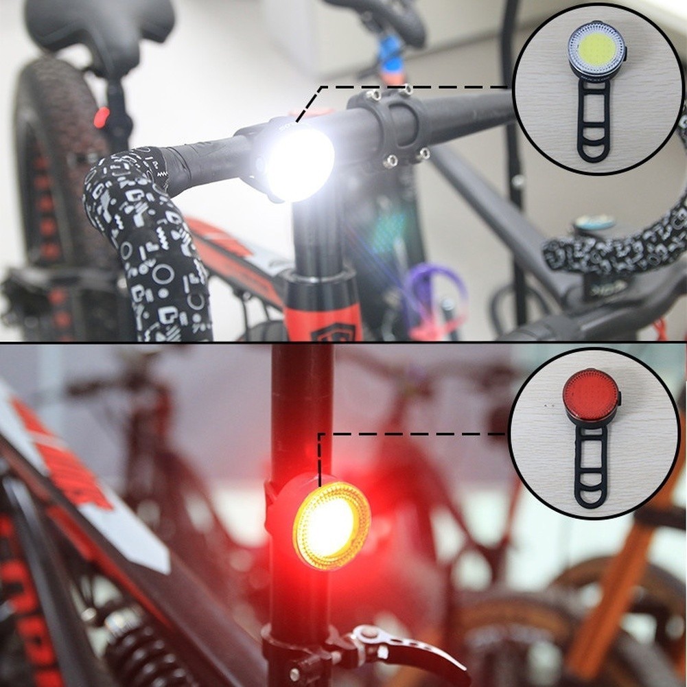 COB Bicycle Light Set 500 Lumens 4 Modes USB Rechargeable Lightweight 26g