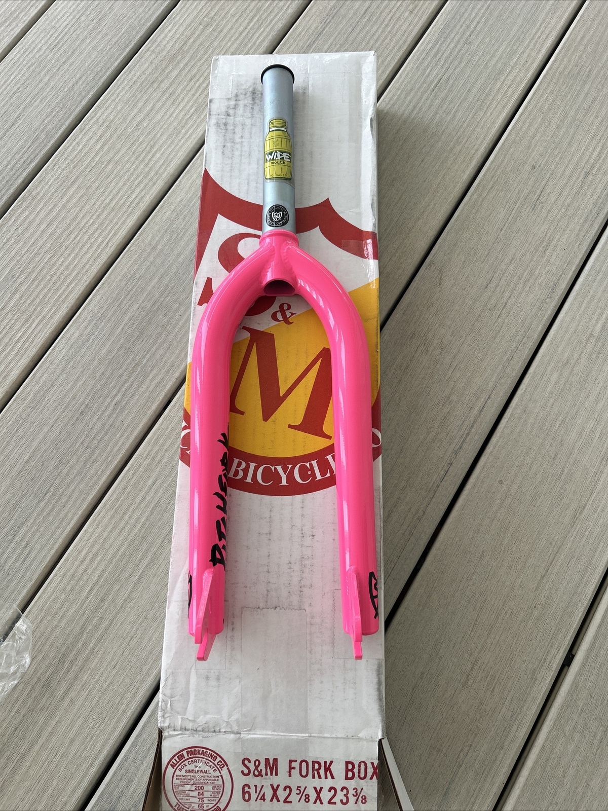 S&M BMX BIKE WIDEMOUTH BICYCLE 3/8″ FORK HOT PINK MADE IN USA