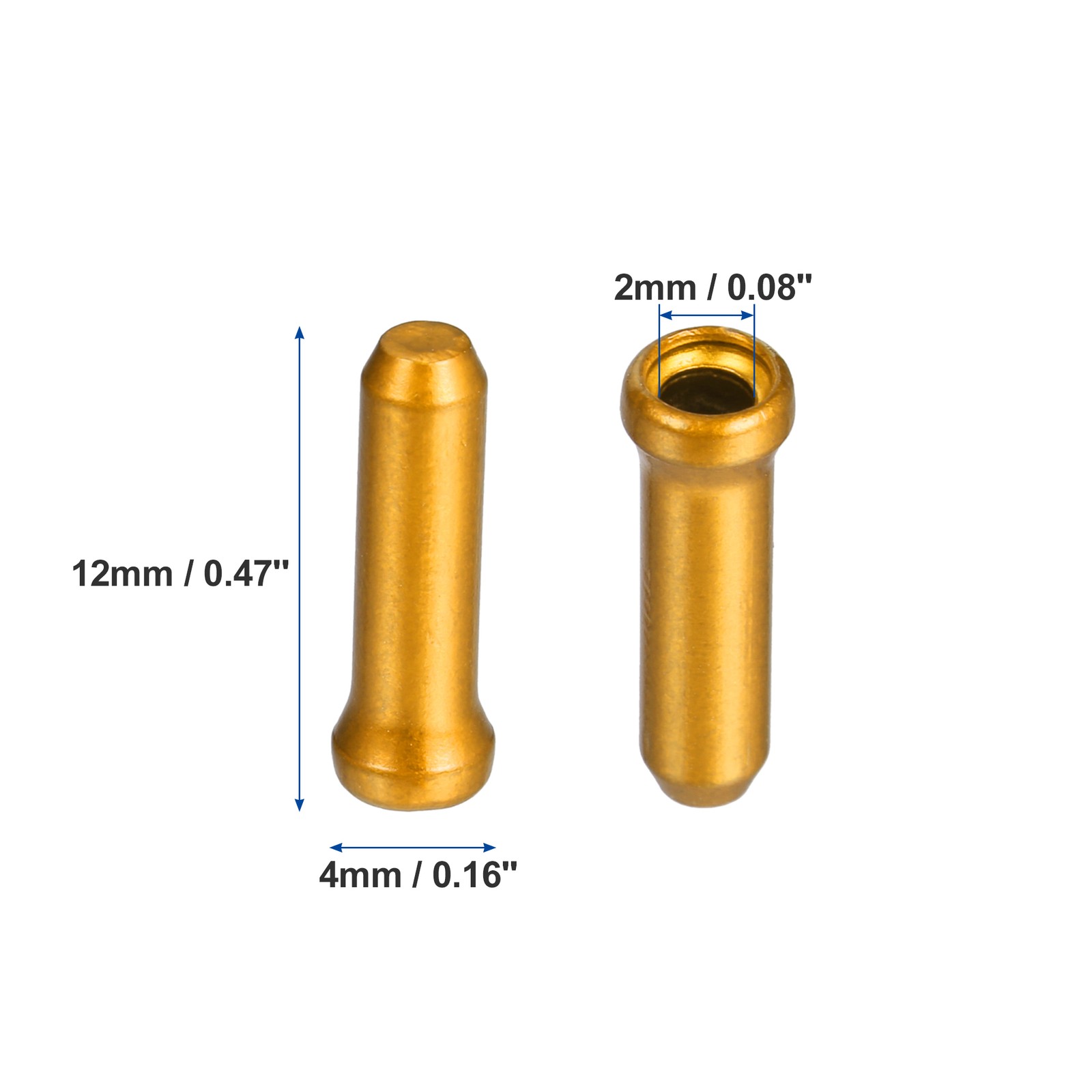 50pcs Bicycle Shifter Brake Gear Inner Cable Cap End Tips Crimps Gold Tone
