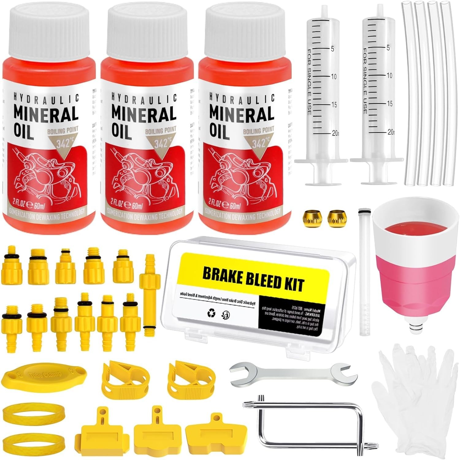 Bike Brake Bleed Kit with 180mL Mineral Oil for Shimano TEKTRO TRP Brakes