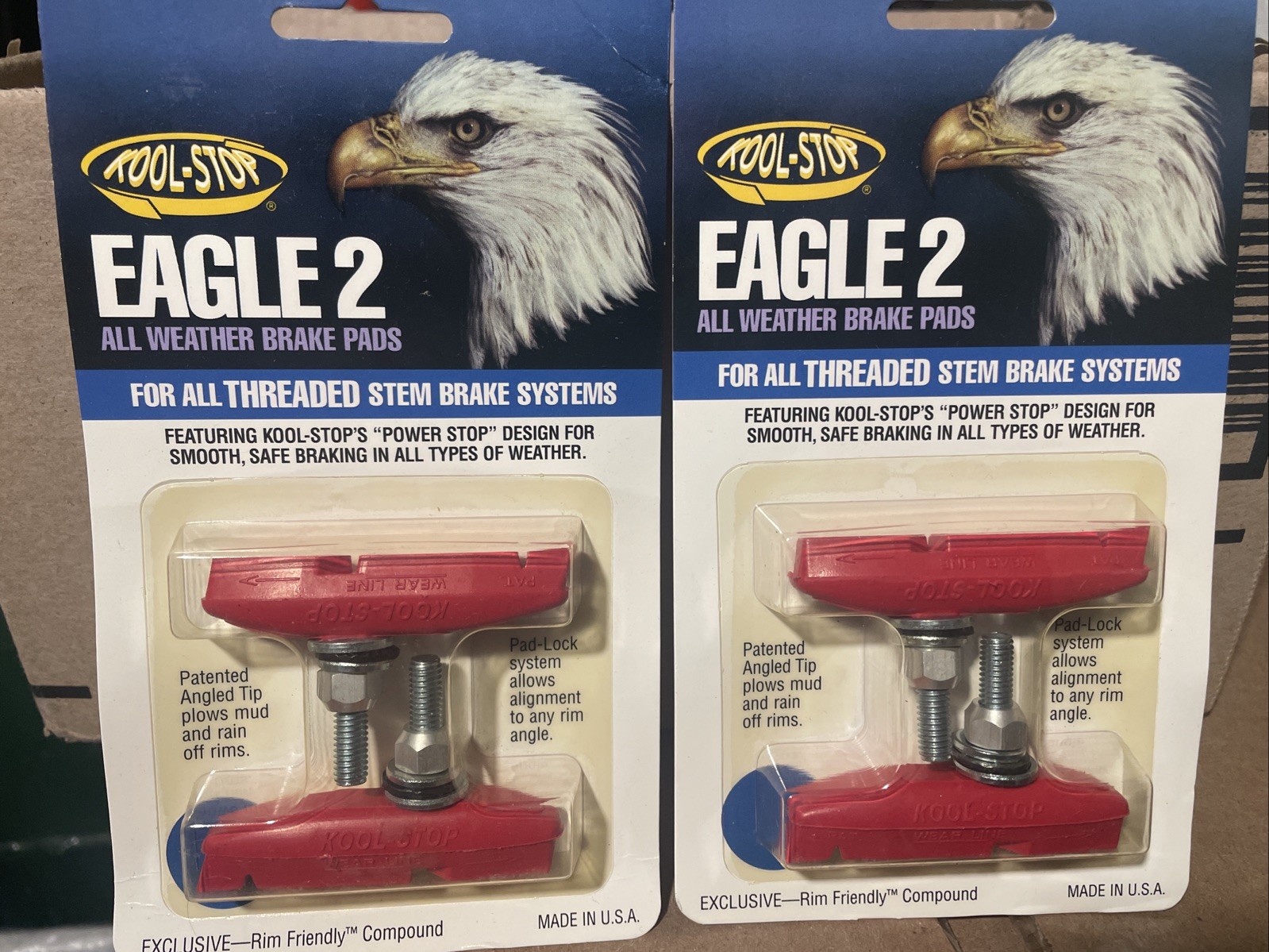 2 Sets Kool Stop Eagle-Claw 4 Pads, Threaded – Salmon