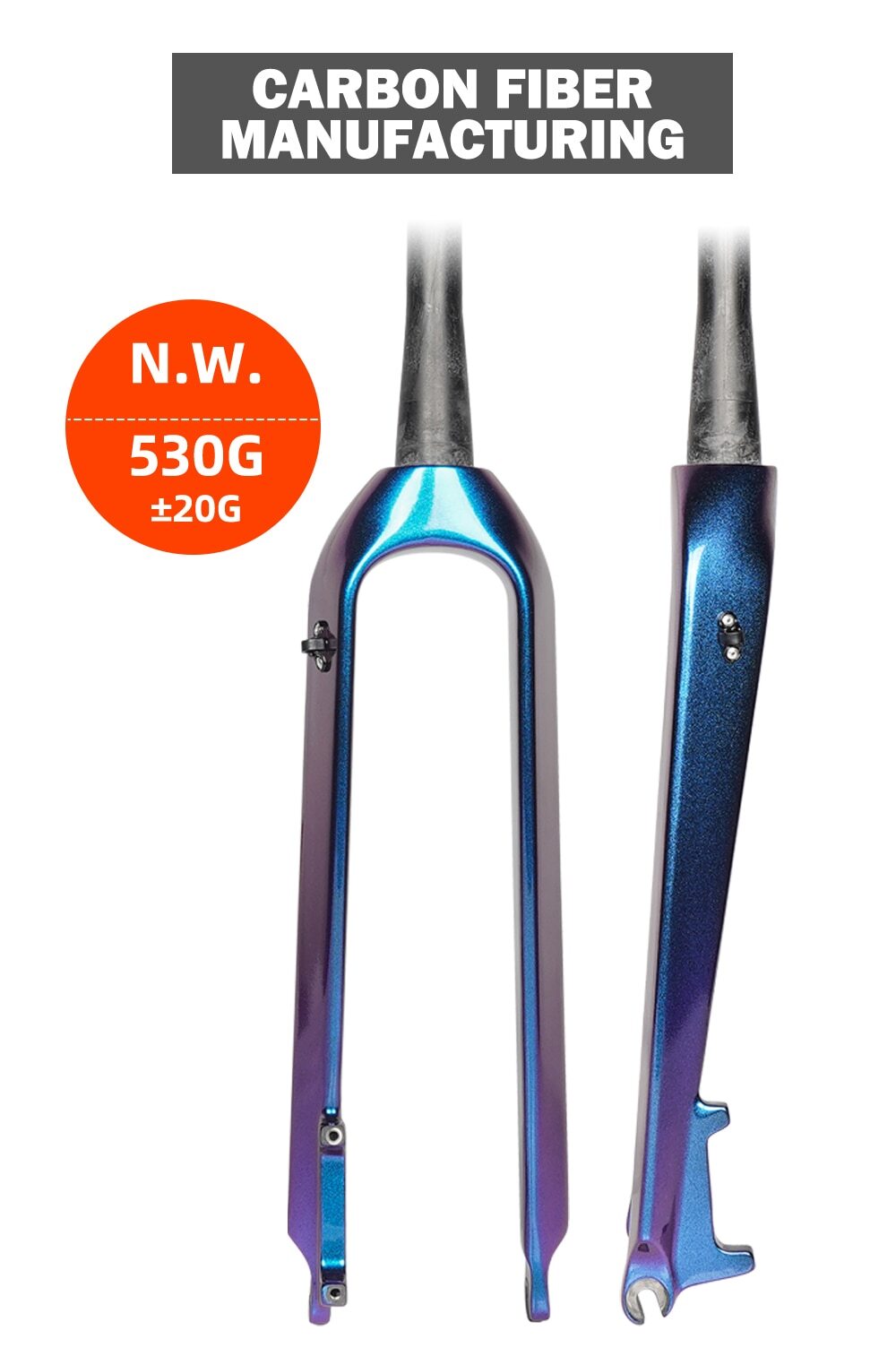 Carbon Fiber Mountain Bike Rigid Fork Disc Brake Tapered Tube Carbon MTB Fork