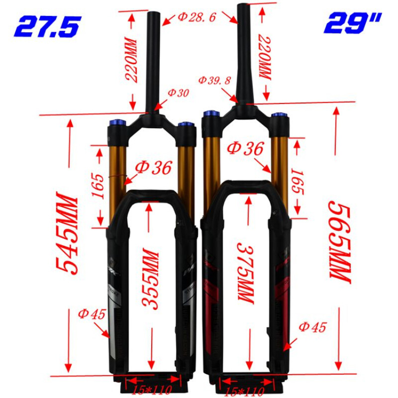 160mm Travel Mountain Bike Front Suspension Fork Thru Axle 15*110mm MTB Air Fork