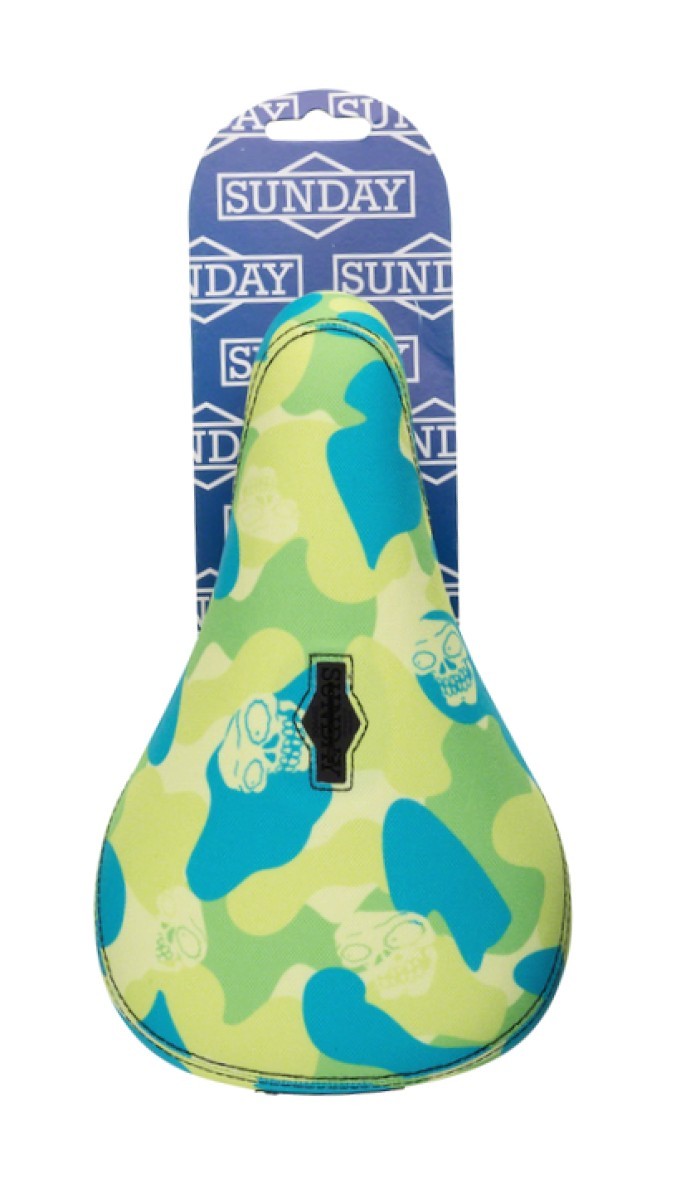 RARE Sunday Camosweep Fat Pivotal BMX Seat – Green Blue – Bicycle Padded Saddle