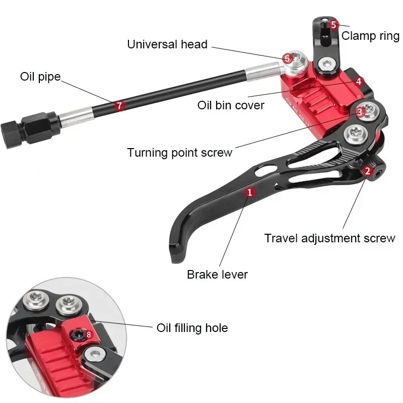 4-piston MTB Bicycle Hydraulic Brakes Mineral Oil Disc Brake Caliper 800/1550mm