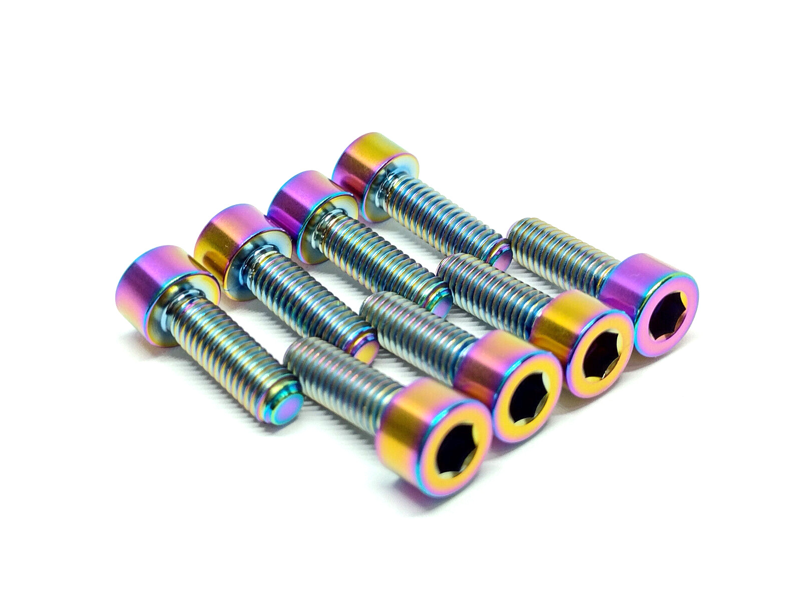 Oil Slick Rainbow Titanium Cap Head Bolts M6x18 Pack of 8