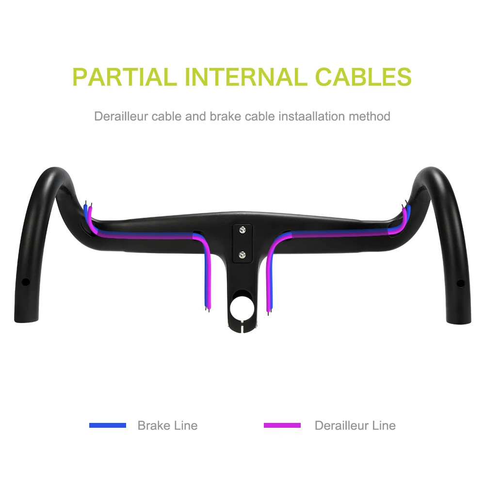 Carbon Road Bicycle Handlebars Integrated Full Internal Routing Di2 Drop Bar