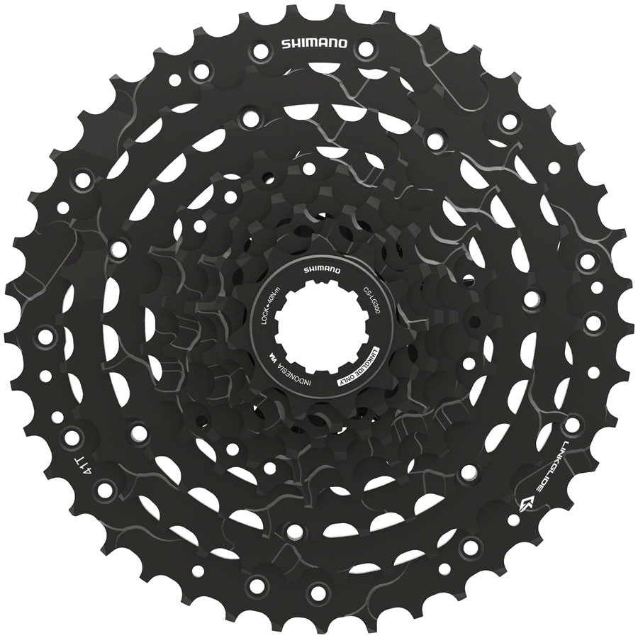 Shimano CUES CS-LG300-9 Cassette – 9-Speed, 11-41t, LINKGLIDE, Black