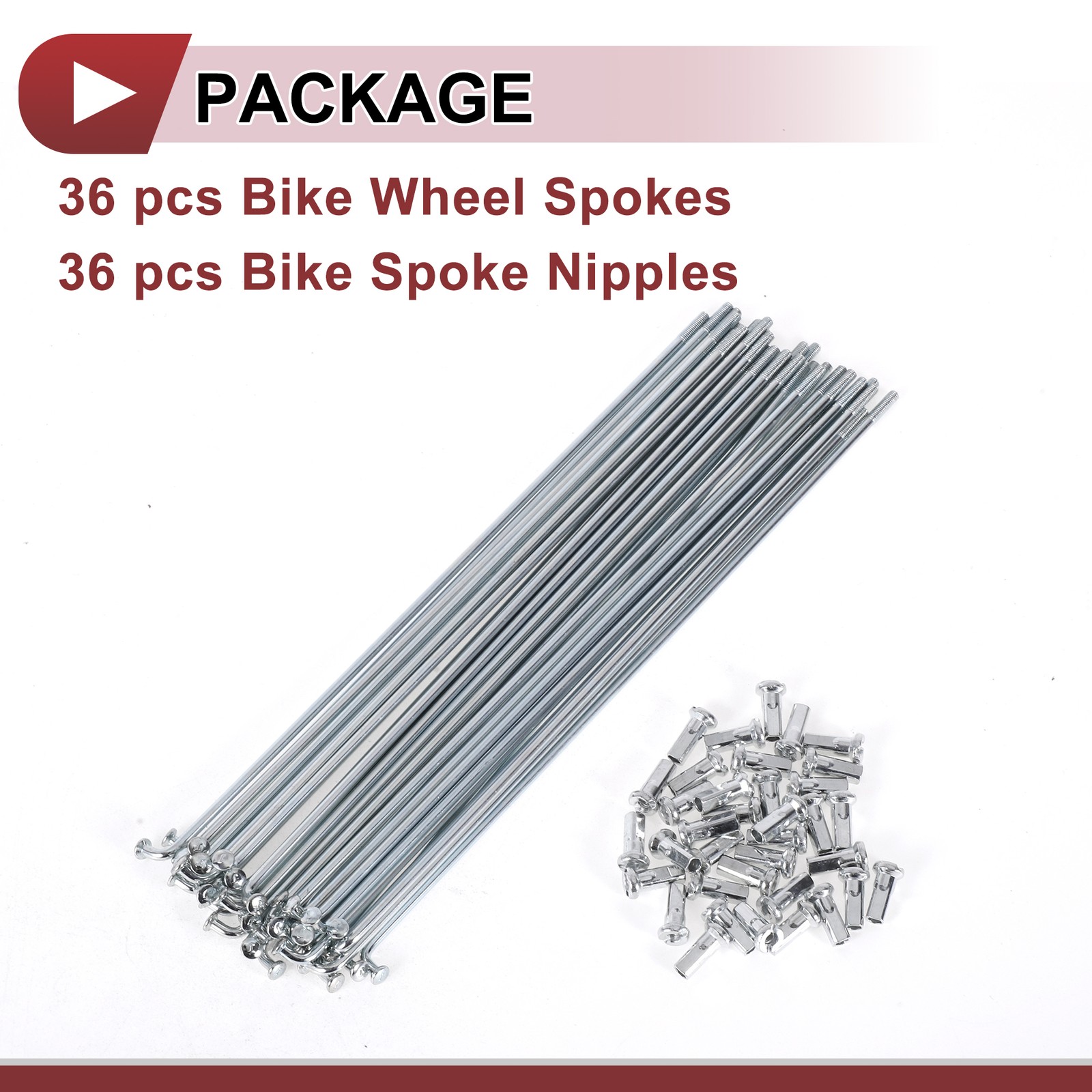 36 Set 12G Bicycle Spokes 185mm Bike Wheel Spokes 45 Steel Galvanized