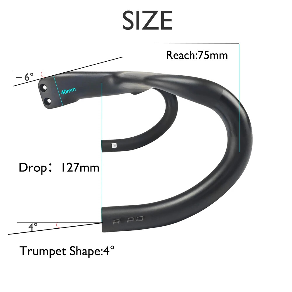 Road Bike Carbon Fiber Integrated Handlebars Internal Wiring 28.6mm 380-440mm