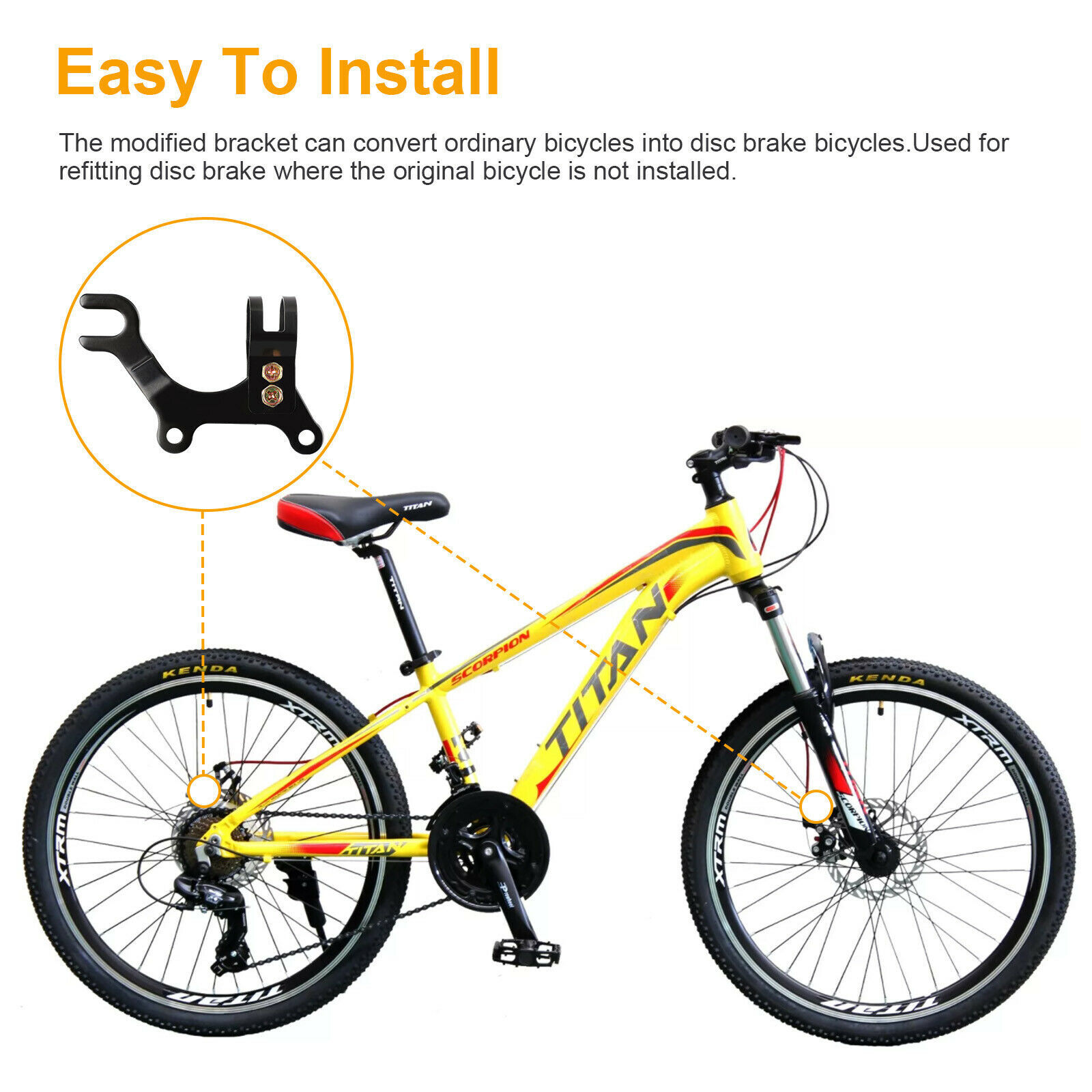 2Pc Bike Frame Conversion Bicycle Disc Brake Adaptor Bracket MTB Mountain Holder