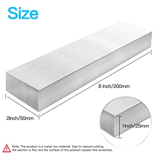 » (25mm) X 2″(50mm) Square Aluminum Flat BAR 8″ Long 1x2x8 inch 1 1″x2″x8″-1PCS