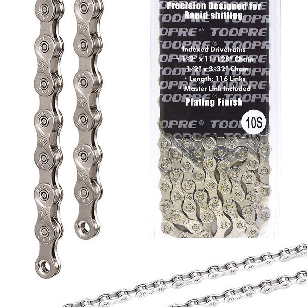 Z10 10-Speed Bike Chain 1/2 x 11/128 Inch 116 Links Electroplating Silver Rus…