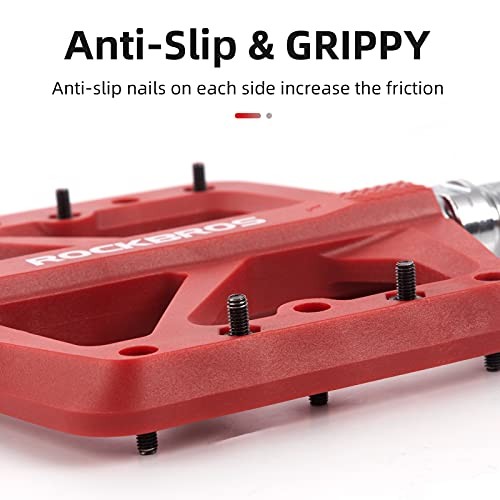 Mountain Bike Pedals MTB Pedals Lightweight Nylon Composite Bicycle Flat Red