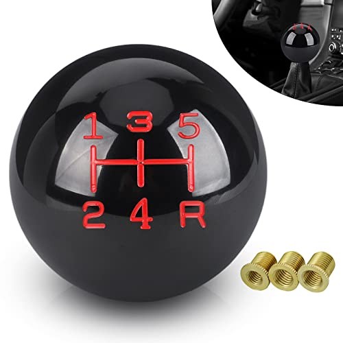 5 Speed Car Racing Gear Shift Shifter Knob, Resin Polished Round 5 Speed(Black)