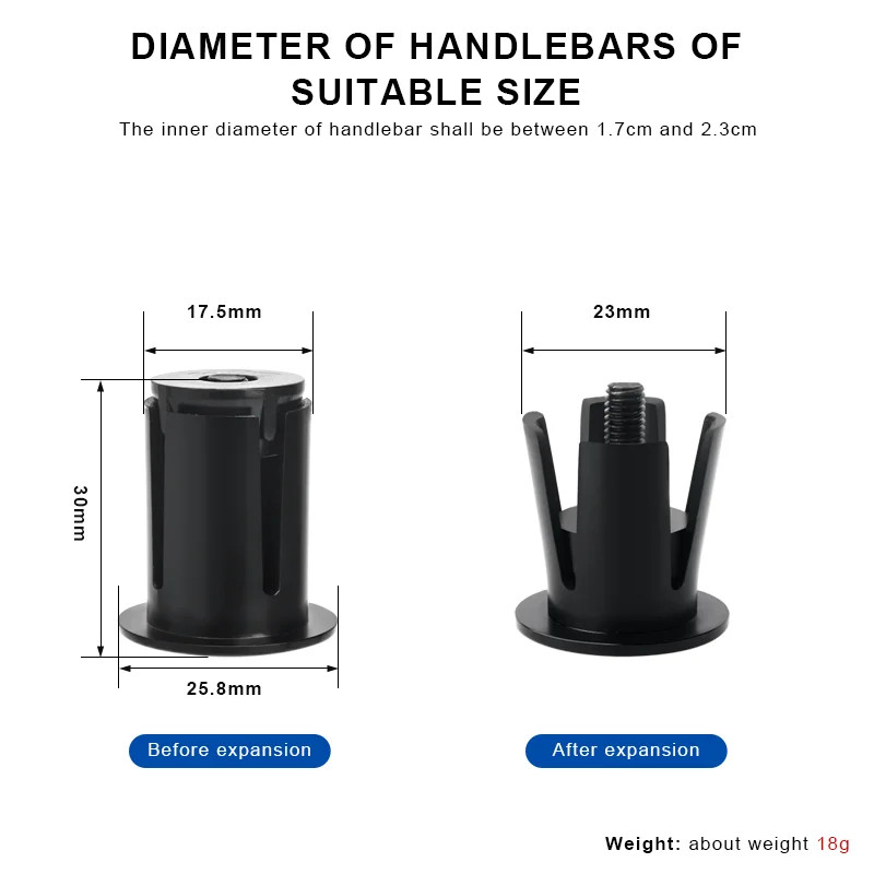 Bicycle Bar Ends Plug Caps Expanding Adjustable Locking Handlebar End Plugs Plas