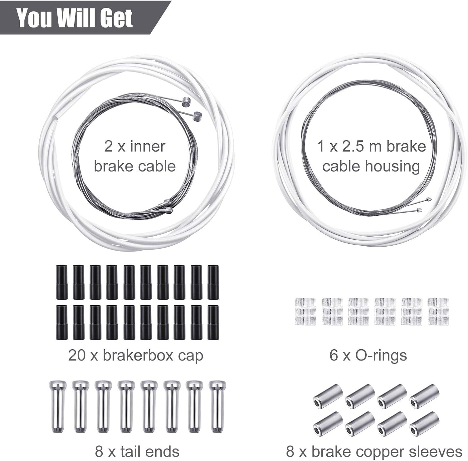 All-in-One Bike Brake Cable Set – 2.5m Cable Housing for Mountain & Road Bikes