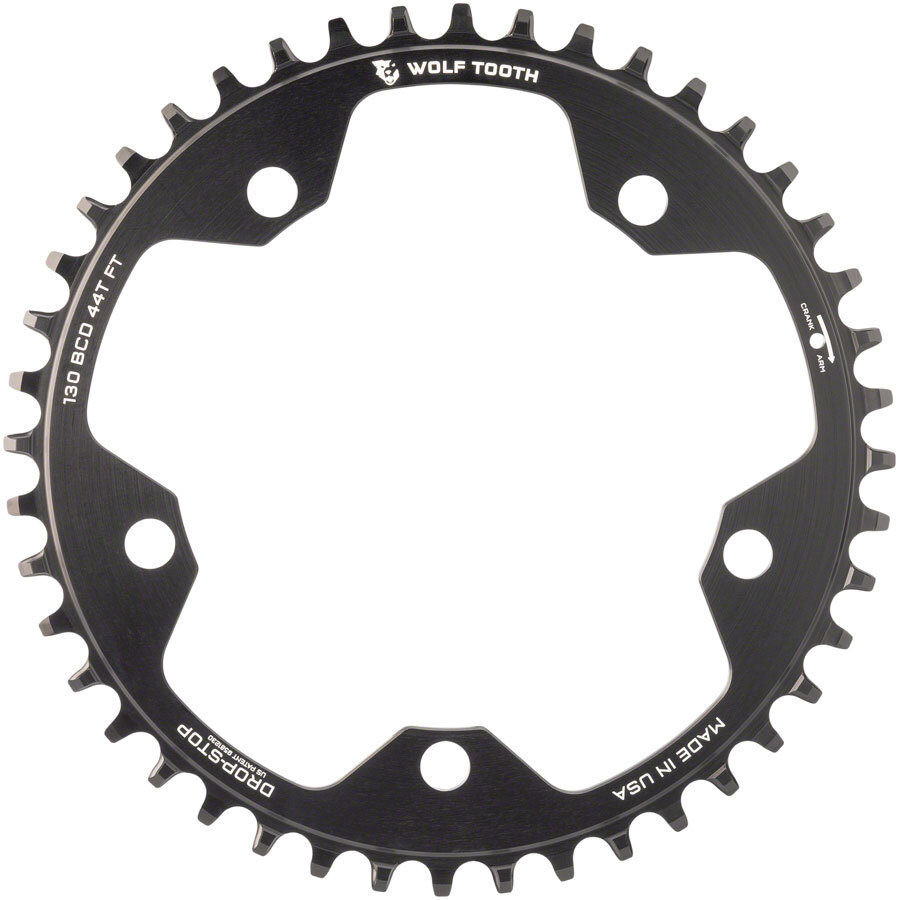 Wolf Tooth 130 BCD Road and Cyclocross Chainring – 44t, 130 BCD, 5-Bolt, Drop-St