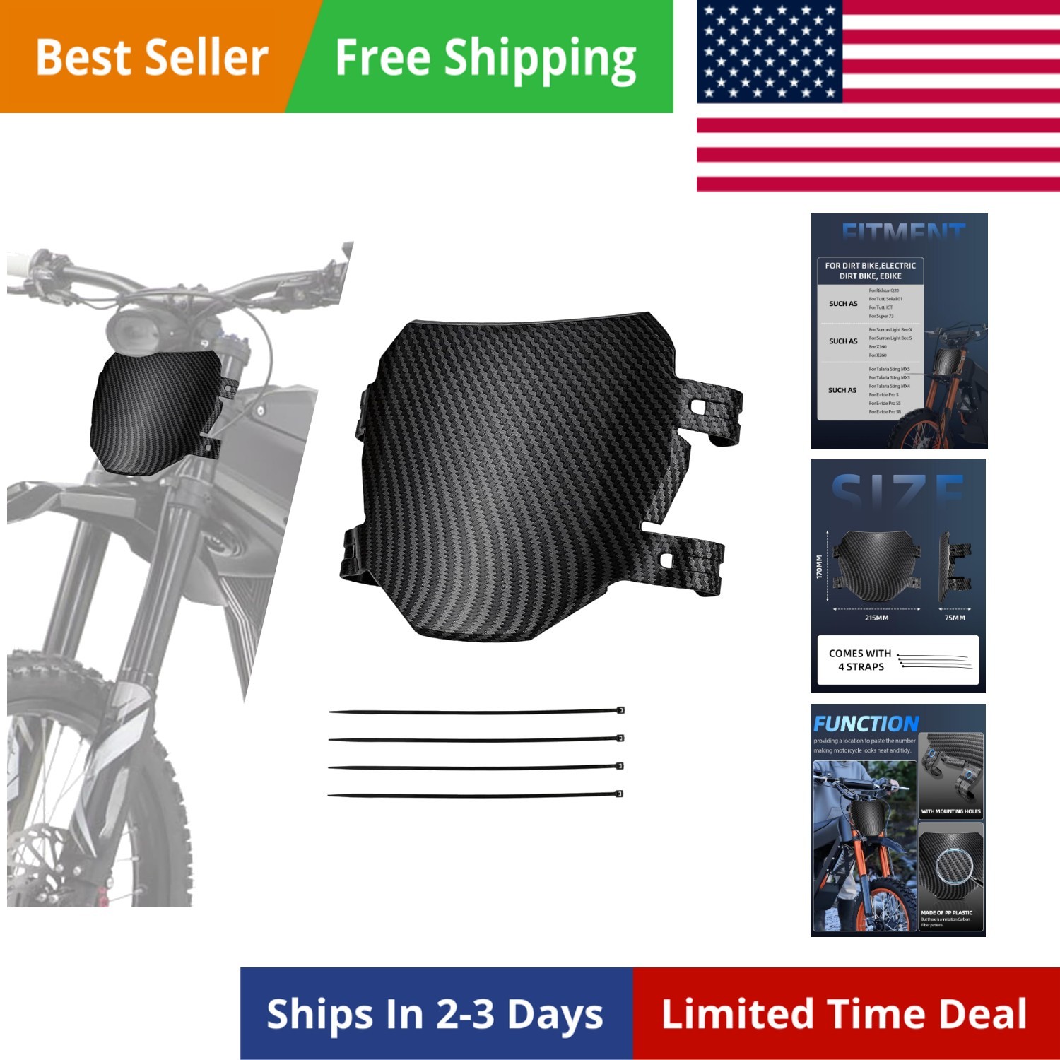 Front Number Plate for Ebike,8.78″*6.69″ Plate Replacement for Ridstar Q20/Tu…