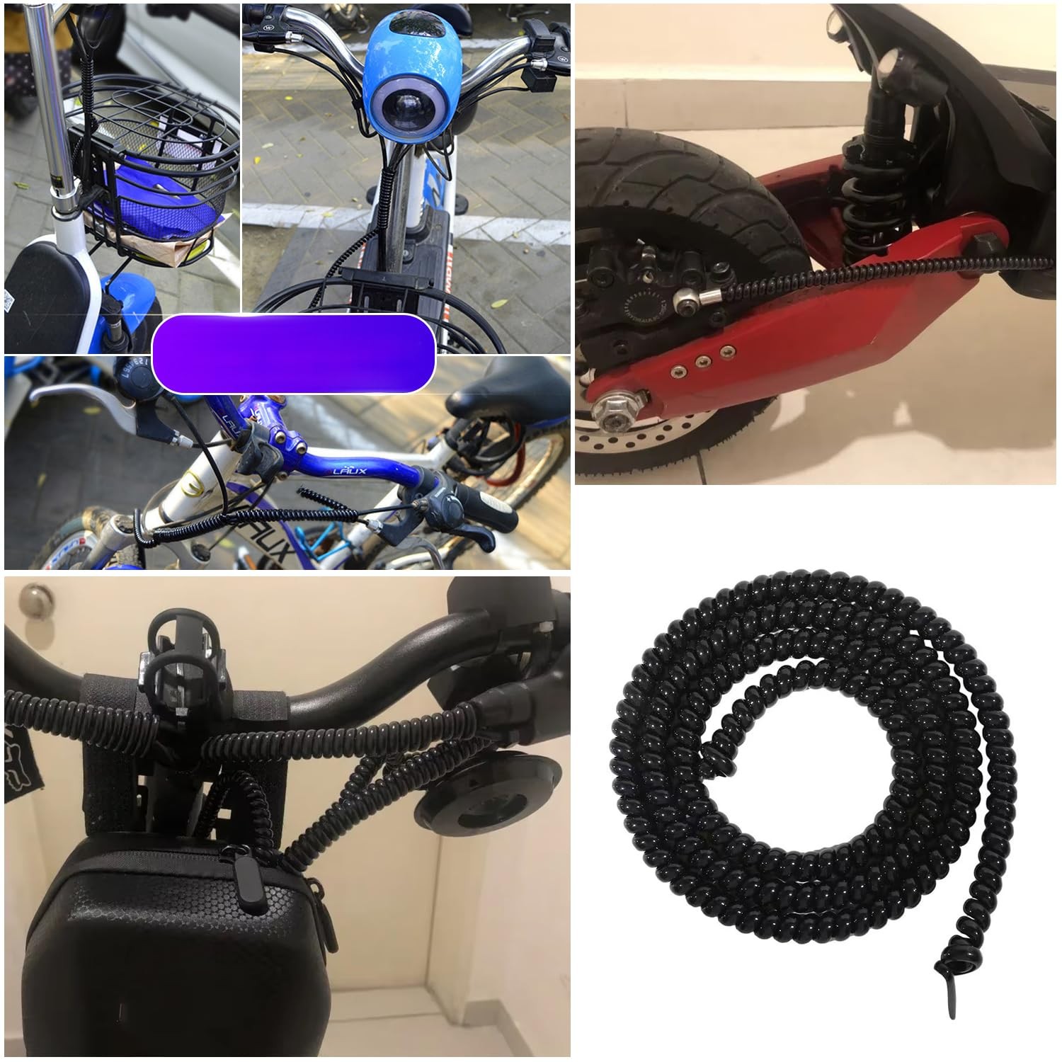 SquEqu 2 Pack Bike Brake Length: 1000mm, Diameter: 8mm, Red, White, Black