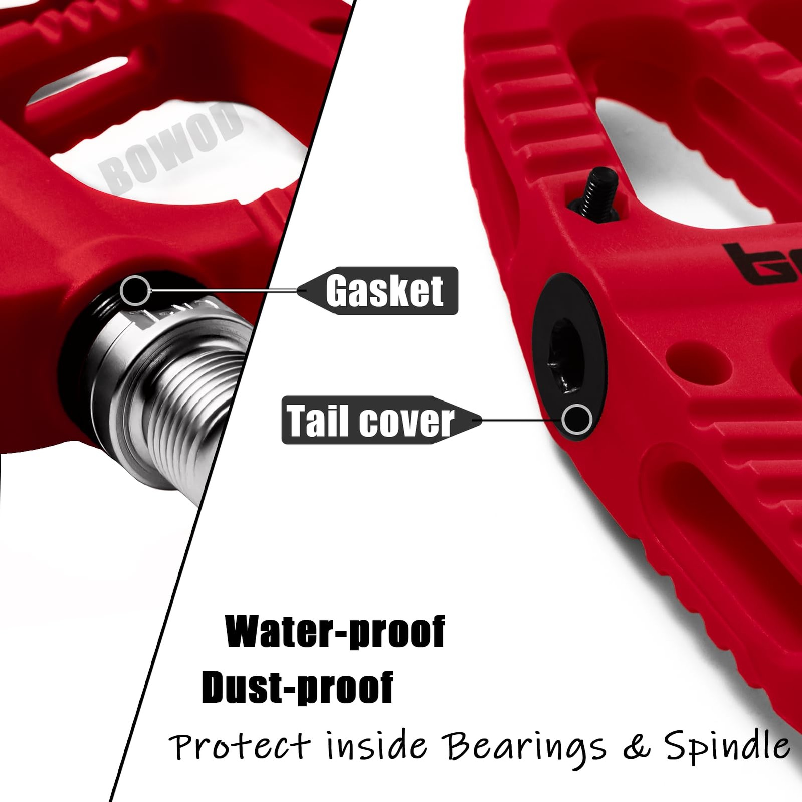 Bicycle Pedals Mountain Bike Adult Platform Flat Pedals Wide Bearing Red