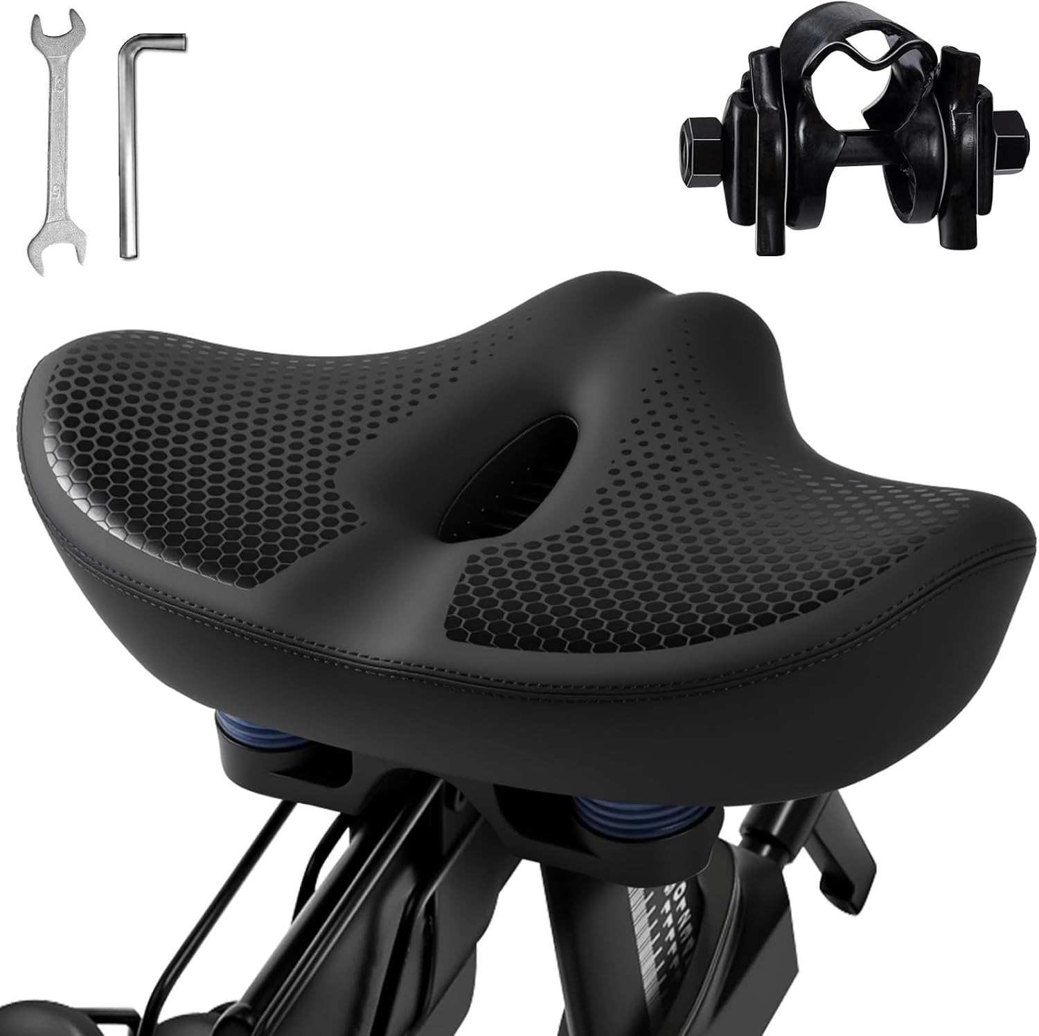 Upgrade Oversize Bike Seat for Men Women, Extra Wide Noseless Bicycle Seat Cushi