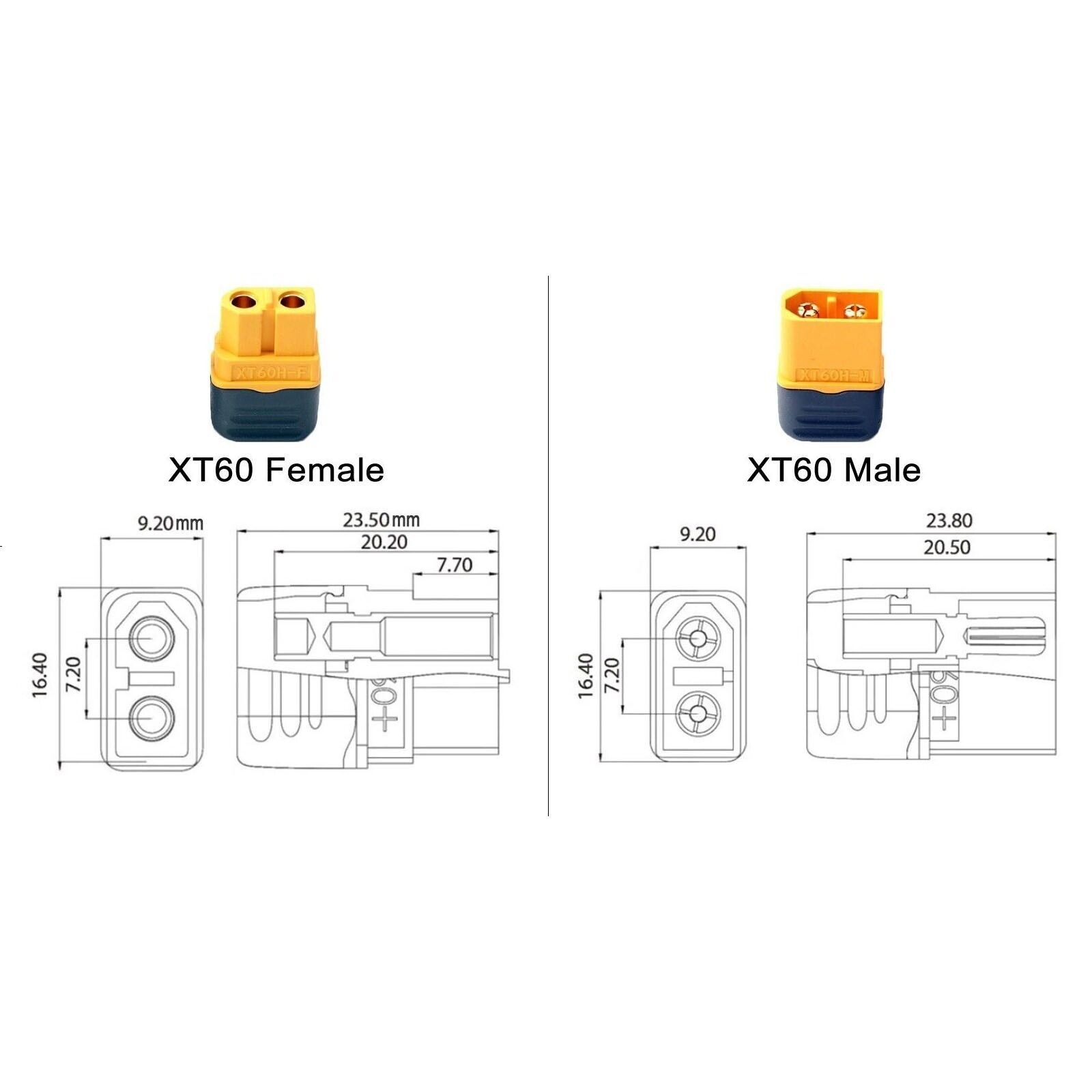 1 Pairs XT60 Plug Connector Female and Male with 10AWG Silicon Wire for RC Lipo