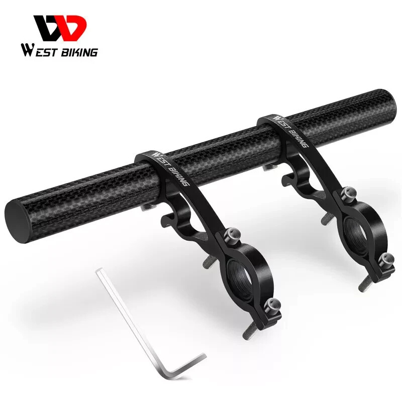 West Biking Bicycle Handlebar Extender Carbon Fiber Double Clamp Mount 18-35mm