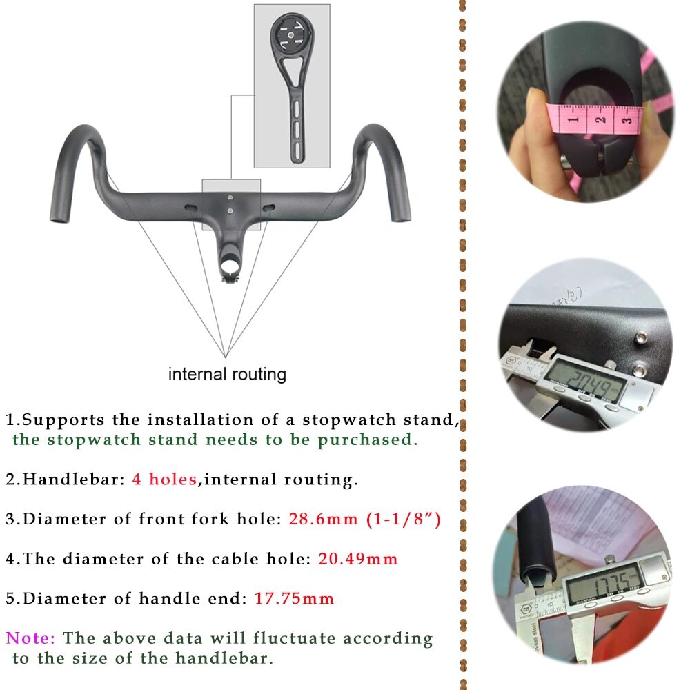 400/420/440mm Bicycle Integrated Handlebar Carbon Fiber Road Bike Drop Bar
