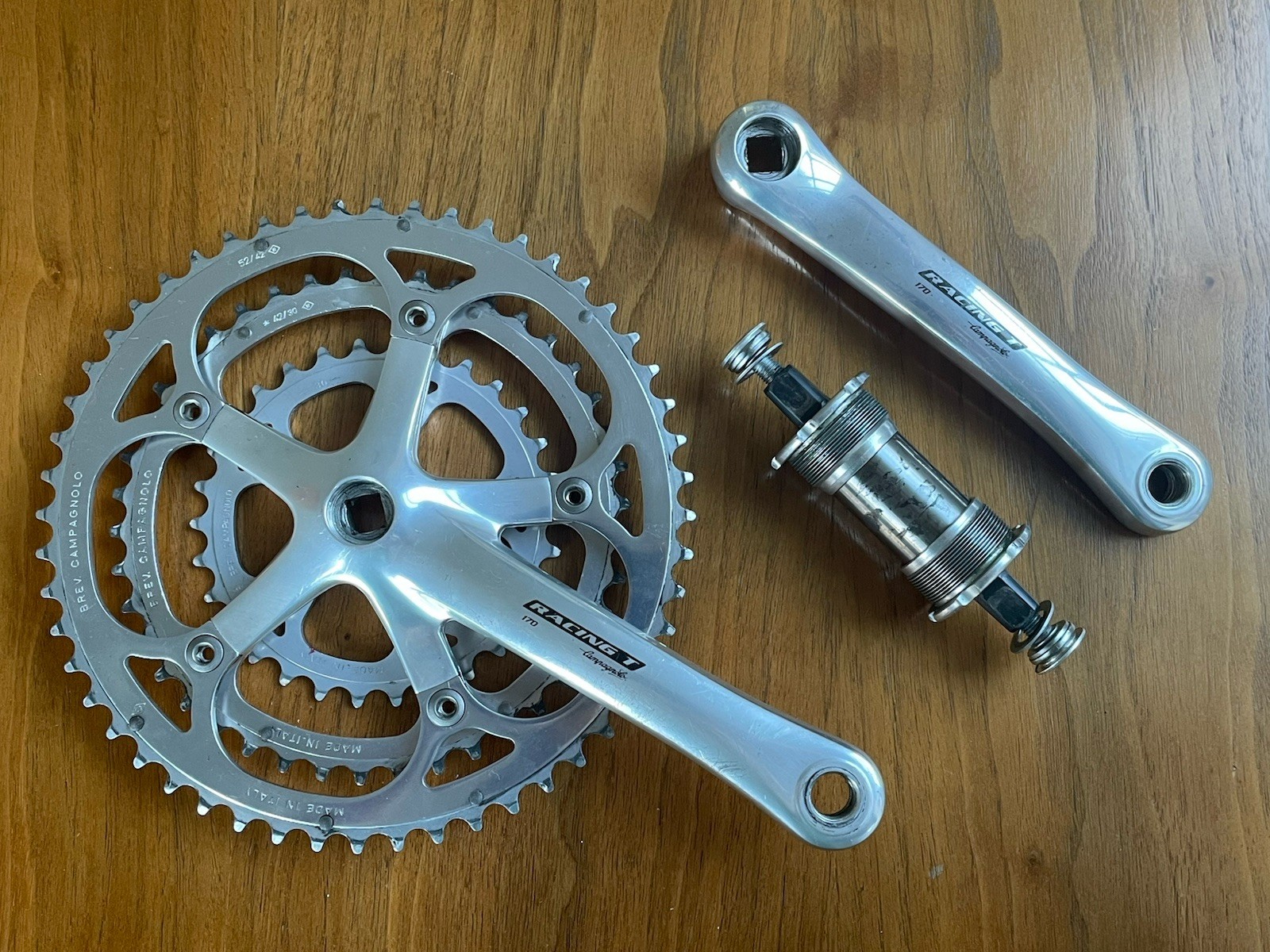Vintage Campagnolo Racing T Crankset 170mm 52/42/30 + BSA Bottom Bracket Triple