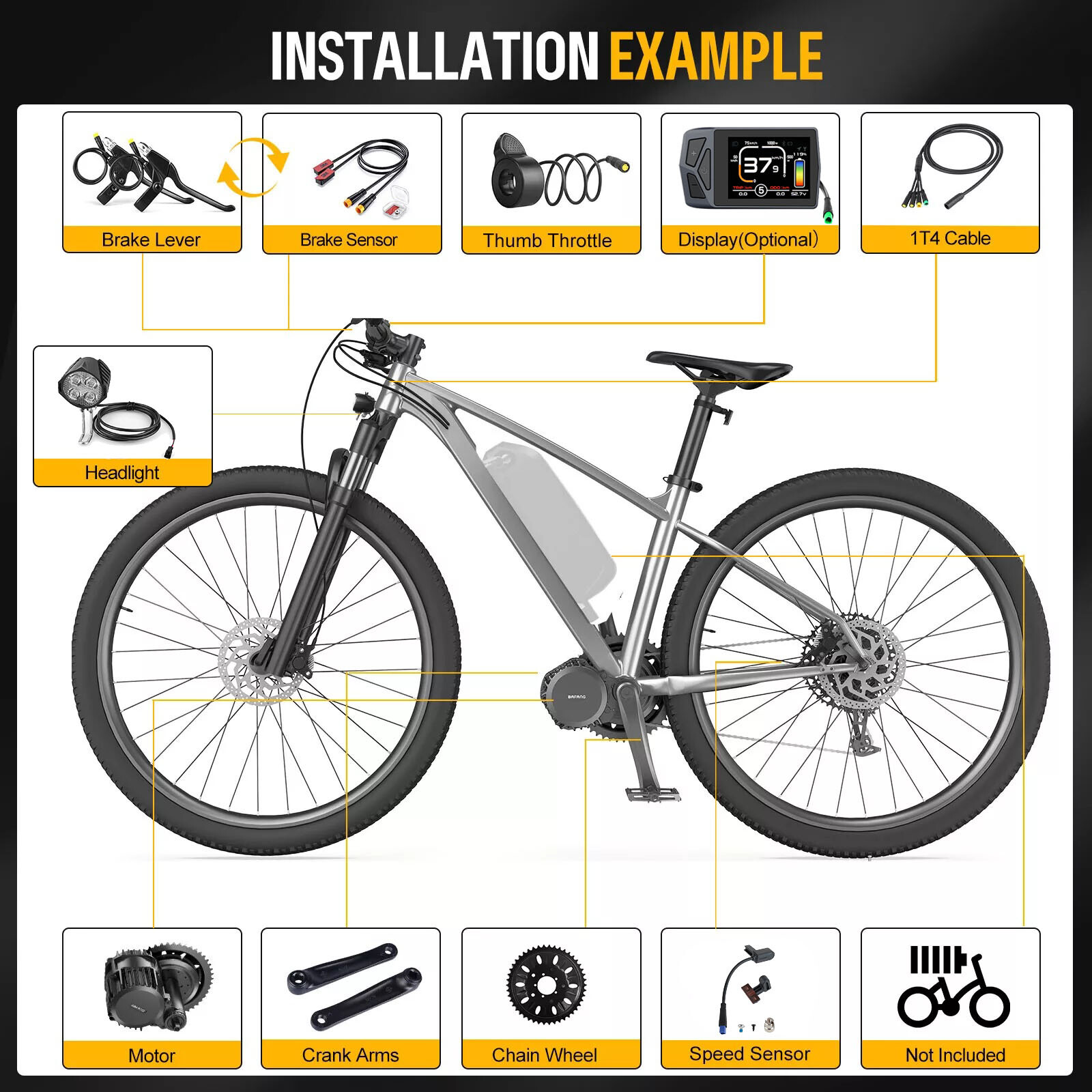 Electric Bike BAFANG 48V 750W BBS02B Mid Drive Motor Conversion Kit 20Ah Battery