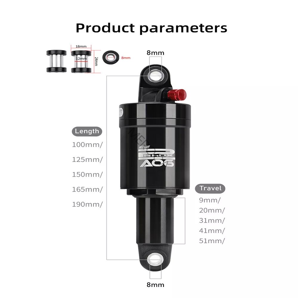 DNM Air Shock Suspension Folding Bike Bicycle Scooter Rear Shock 100/165m